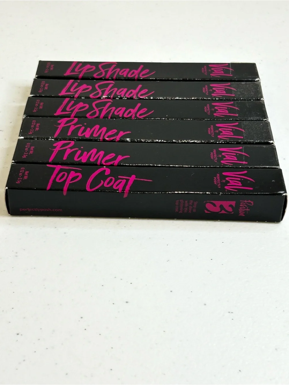 Perfectly Posh | Vial Lip Shade, Primer & Top Coat Set of 6